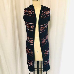 Sleeveless Long Hooded Sweater Cardigan